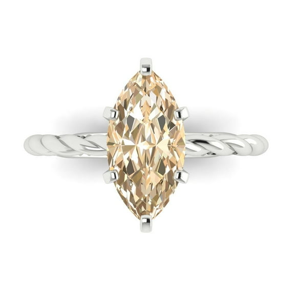 Solitaire Engagement Ring for Women - 2ct Natural Morganite in 18K White Gold Promise Ring