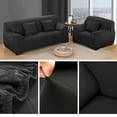 thumbnail image 5 of Stretch Elastic, Anti-Wrinkle, Pure Color Slipcover For 1-4 Seater Sofas For Moving Living Room Furniture (4 Seater, Black), 5 of 8