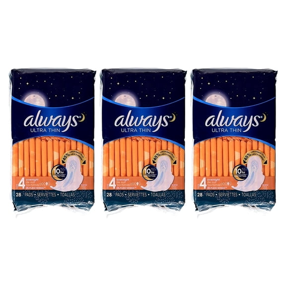 Always Ultra Thin Pads Overnight Flexi-Wings 26 Each (Pack of 3)