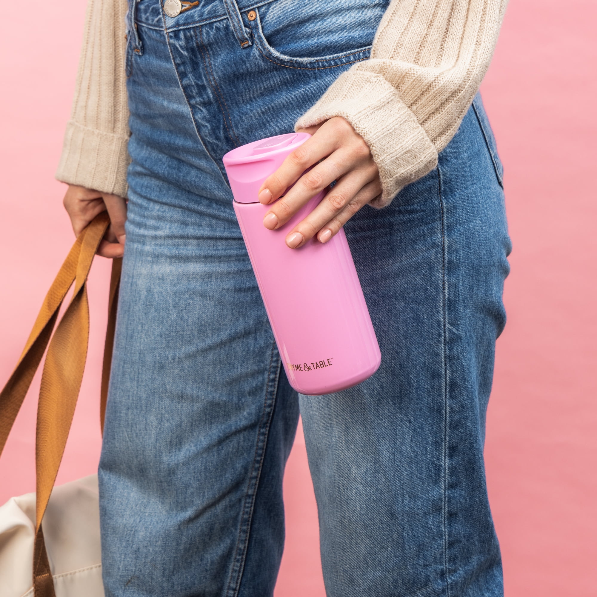 Thyme & Table Double Wall Insulated Stainless Steel Coffee Tumbler, 22oz Travel Mug, Pink