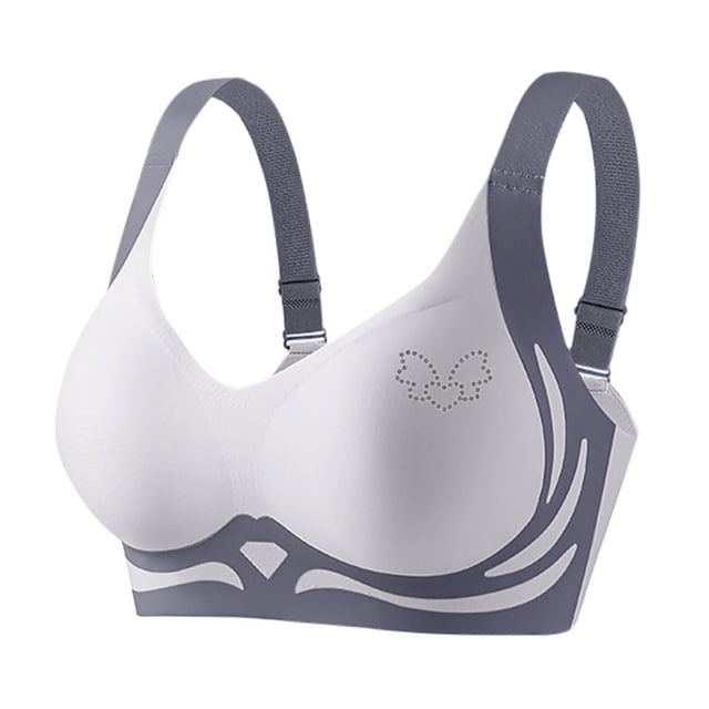 Bocqde Seamless Sport Bras for Women Plus Size Stretch Breathable Wire-Free Gathering Push Up Yoga Bra Rhinestones Soft Support Full Coverage Bra with Adjustable Strap, M-4XL
