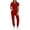 Red, variant on Bloomae Scrubs for Women Set - Trendy Short Sleeve Basic Solid Color Stretch V-Neck Scrub Top & Elastic Waist Jogger Pant with Multi-Pockets, Medical Workwear for Nurses