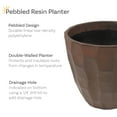 thumbnail image 5 of Sunnydaze Pebbled 15.75" x 15.75" x 14" Round Brown Polyresin Outdoor Planter Pot, 5 of 12