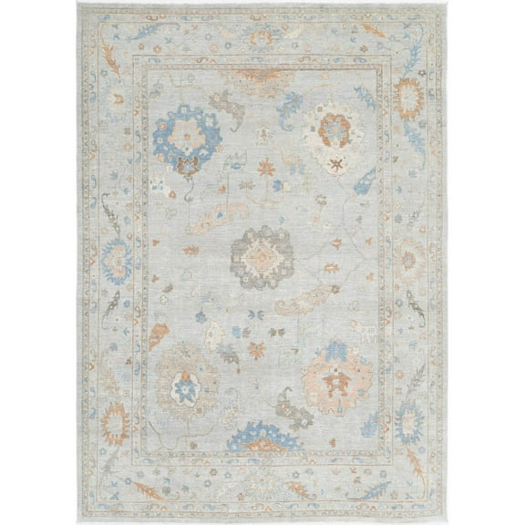 Hand Knotted Oushak Wool Rug - 10'2'' x 14'0''
