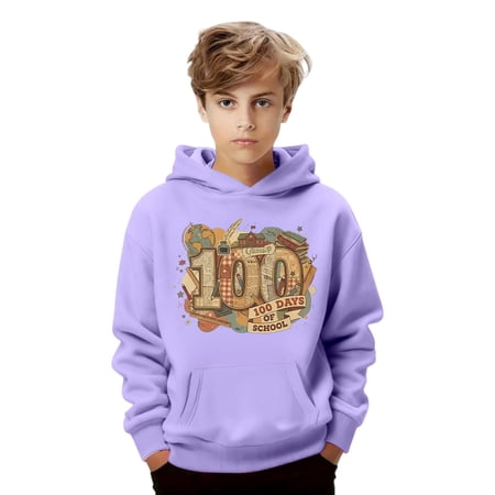 Xmyrz Cute Hoodies For Girl Relaxed Fit Cartoon Print Long Sleeve Sweatshirts Fall Y2K Clothes Winter Jackets Vintage Streetwear Light Purple 10-11 Y