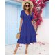 thumbnail image 2 of Vestido de verano AUSELILY para mujer, cuello en V, manga corta, azul real, 2 of 6
