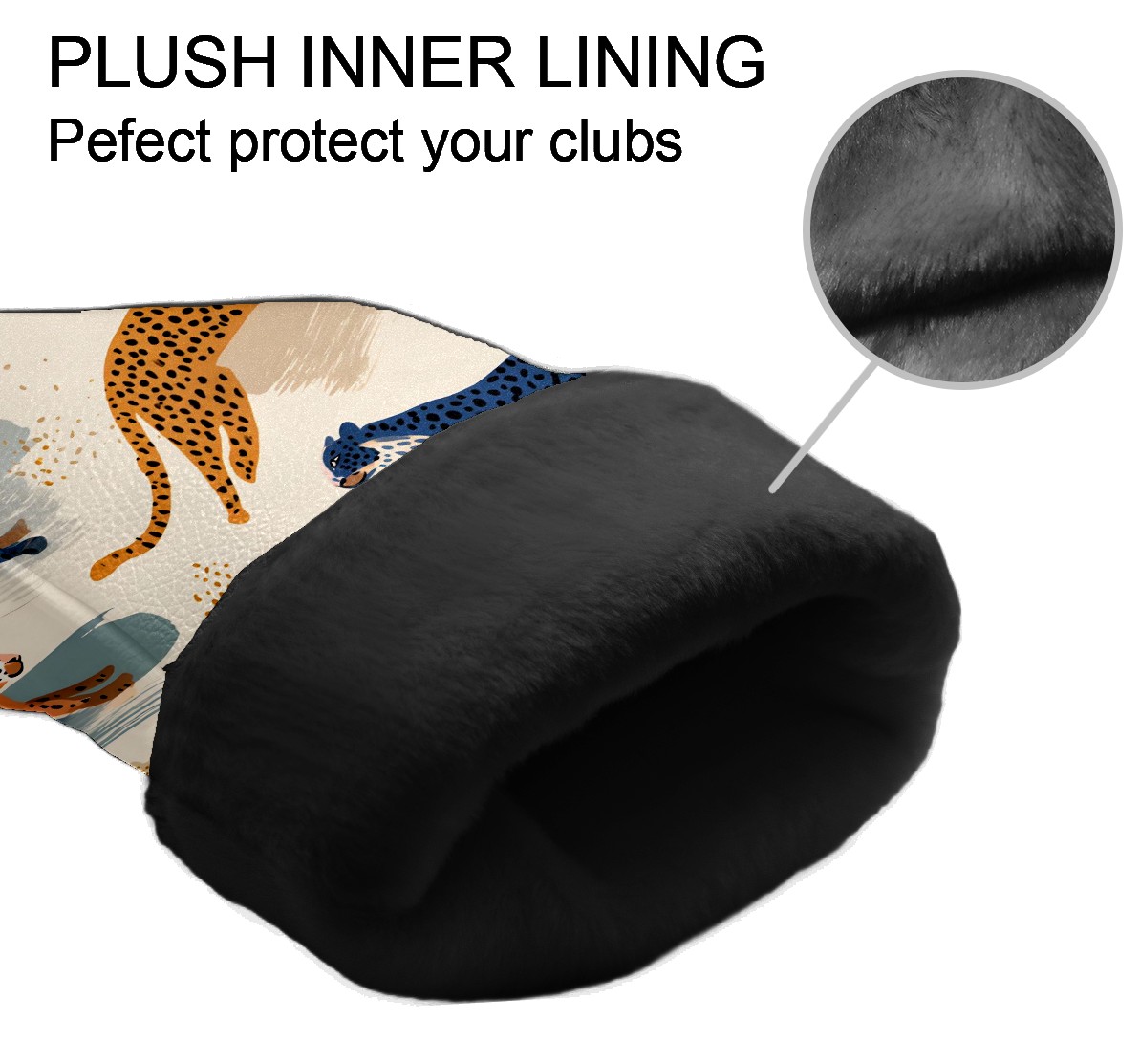 Golf Club Head Covers - Black & White Geometric Design, Waterproof, Velvet Lining, Fits Driver/Hybrid/Putter, Gift for Men & Women
