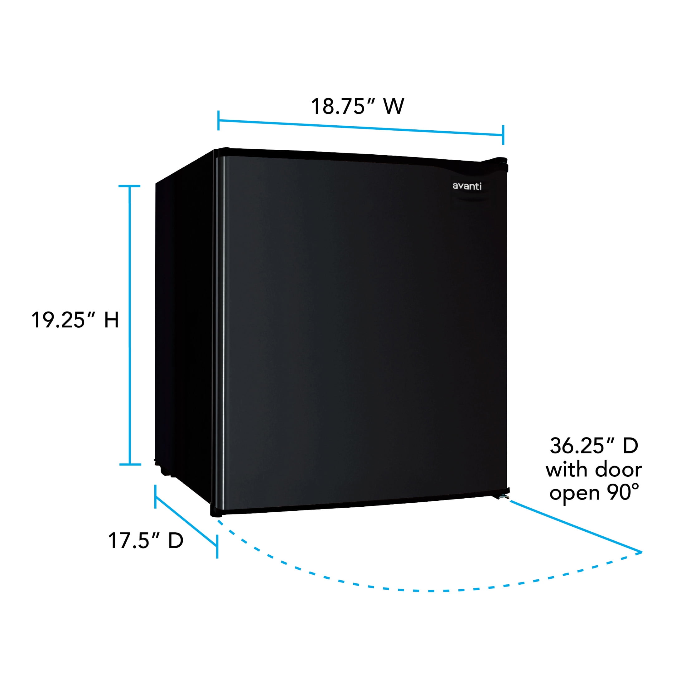 Avanti 1.6 cu. ft. Compact Refrigerator, Mini-Fridge, in Black (RM16J1B)