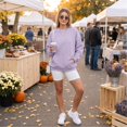 thumbnail image 4 of Crewneck Sweatshirts Women Casual Lightweight Fall Fashion Pullover Tops Oversized y2k Clothes Light Purple XXL, 4 of 9