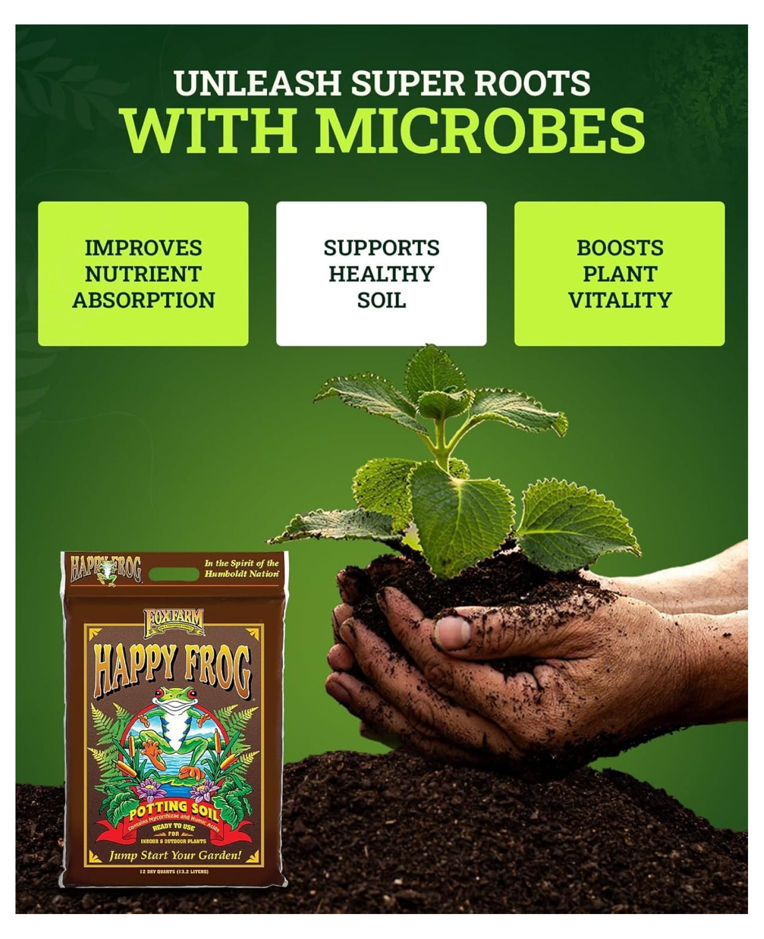 Happy Frog Potting Soil, 12qt – for Indoor/Outdoor Container Plants, Improves Root Efficiency, pH Adjusted for Optimal Nutrient Uptake – Contains Microbes and Humic Acids (Pack of 4)