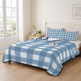 thumbnail image 2 of Queen Quilt Set 90''x96'', Blue White Plaid Lightweight Bedspread Coverlet Set with 2 Pillow Shams, Gradient Geometric Buffalo Checkered Breathable All Season Quilt Bedding for Bedroom/Guest Room, 2 of 9