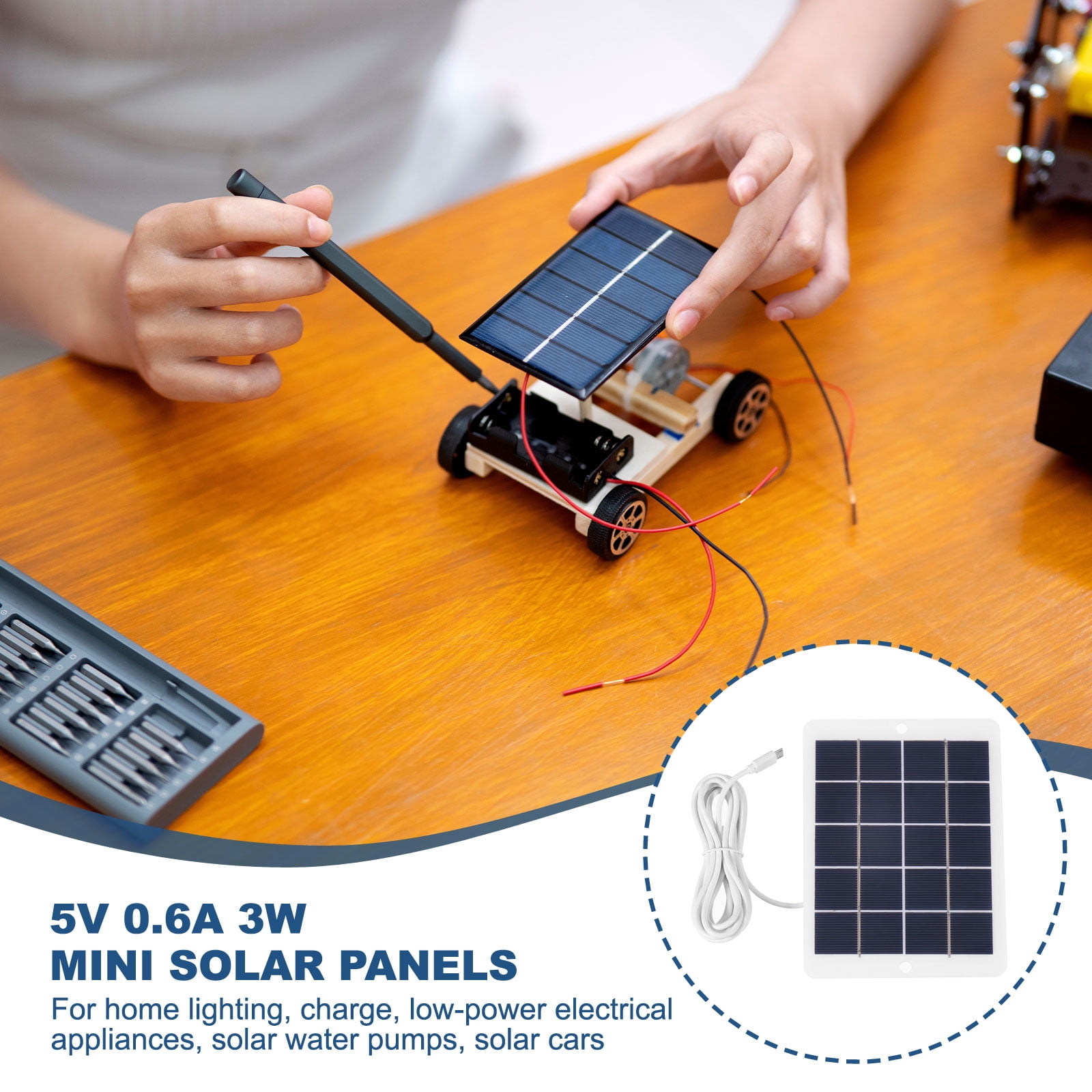 5V 0.6A 3W Mini Solar Panels, USB Solar Panel Charger with Micro USB Port  for Phone Camera Lighting Charging