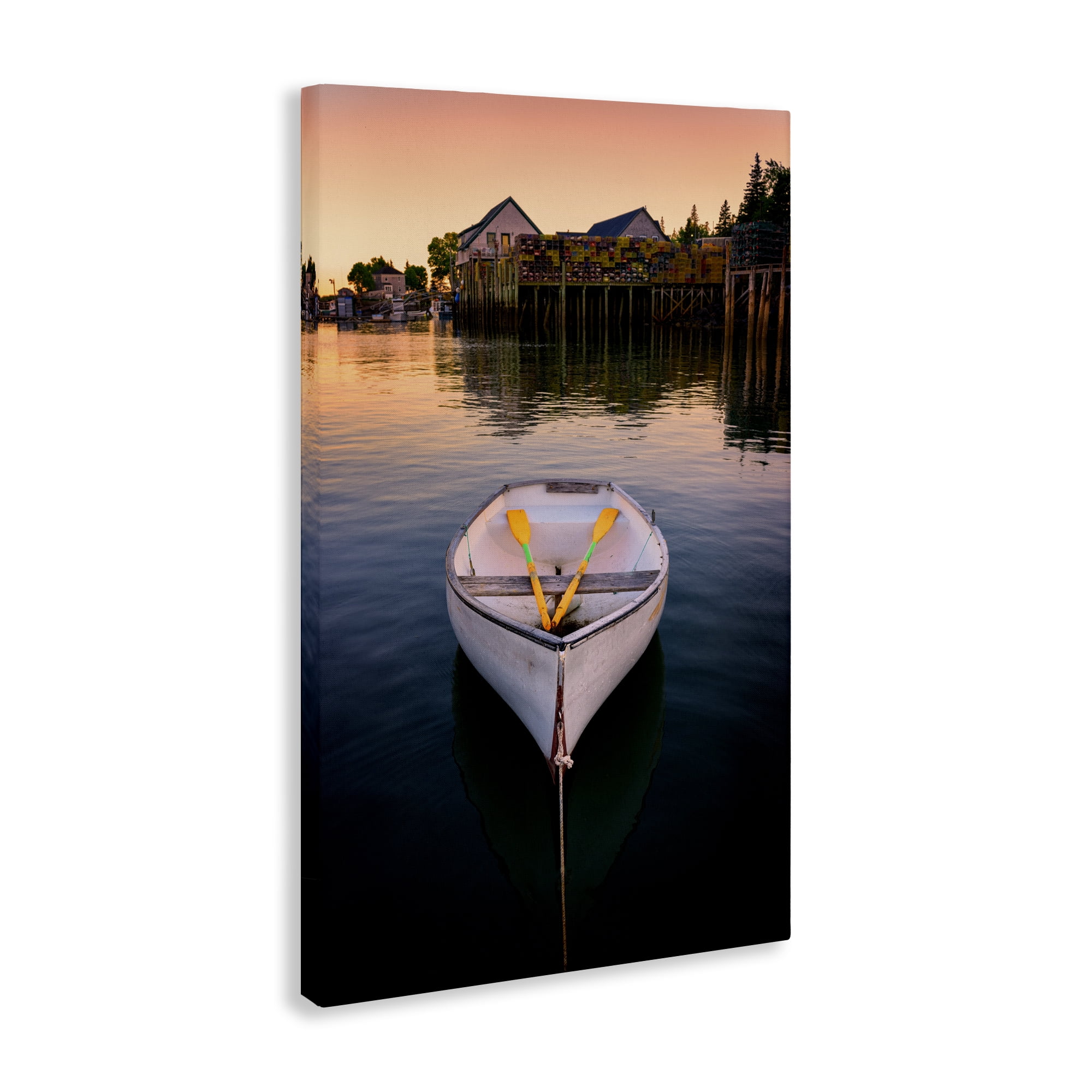 Stupell Industries Docked Rowboat with Oars Transportation Photography Wrapped Canvas Art Print Wall Art, 20 x 30