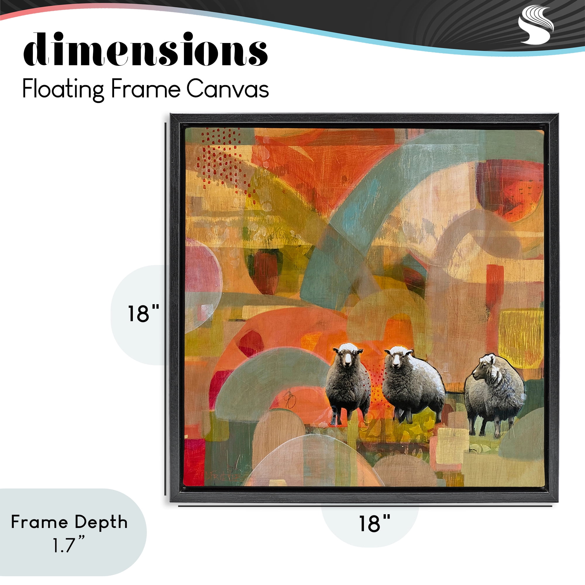 Stupell Industries Counting In My Sheep Black Framed Floater Canvas Wall Art, design by Dianna Fritzler