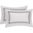 thumbnail image 2 of BedDecor 3PC Luxurious Classic Chain Pattern Embroidered Cotton Duvet Set - Oversize King Size in Elegant Plum, 2 of 4