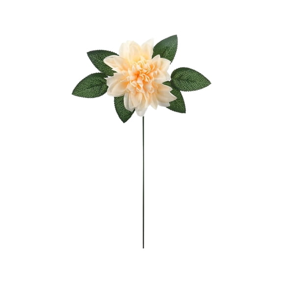 Ngxiha Valentines Artificial Dahlia Flowers, 12Cm Single Silk Dahlias with Stems and Green Leaves Fake Flora Decoration Faux Bouquets for Diy Valentines Wedding Party