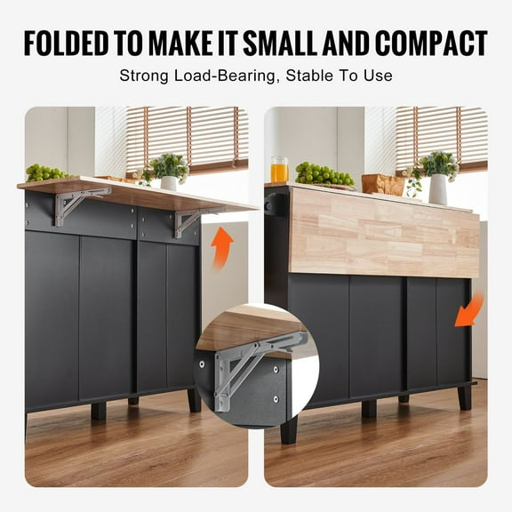 Kitchen Island Cart with Storage Cabinet, Drawer, and Trash Bin Compartment - Mobile Serving Cart for Kitchen