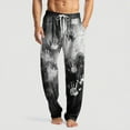 thumbnail image 2 of WTOBBY Men's Knitted Halloween Print Pocket Pants for Casual Lounge and Sleepwear,Soft Pajama Design with Spooky Theme, Great for Home Relaxation,Gray 3XL, 2 of 8