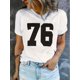 thumbnail image 1 of Camiseta para mujer con Cuello de veranoWomen's Casual Letter Print T-Shirt - "76" Design, Comfortable Short Sleeve Crew Neck, Soft Polyester Blend, Perfect for Summer and Casual AttireFather's Day,, 1 of 6