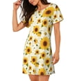 thumbnail image 2 of Disketp European-style Pattern Sunflower A para Camisón Corto de Manga Corta para Mujeres, Camisón Cómodo con Escote Redondo, Bonito y Confortable, 2 of 6
