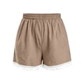 thumbnail image 3 of Lmueinov Womens Boho Shorts with Pockets 100% Cotton Elastic Waist Lace Tassel Trim Loose Fit 2026 Trendy Comfy Summer Beach Vacation Wear, 3 of 5