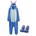 thumbnail image 1 of Kigurumis de dibujos animados con zapatillas para mujer y niña, mono bonito con cremallera, pijama de cerdo, traje de Animal para Festival de Navidad, 1 of 3