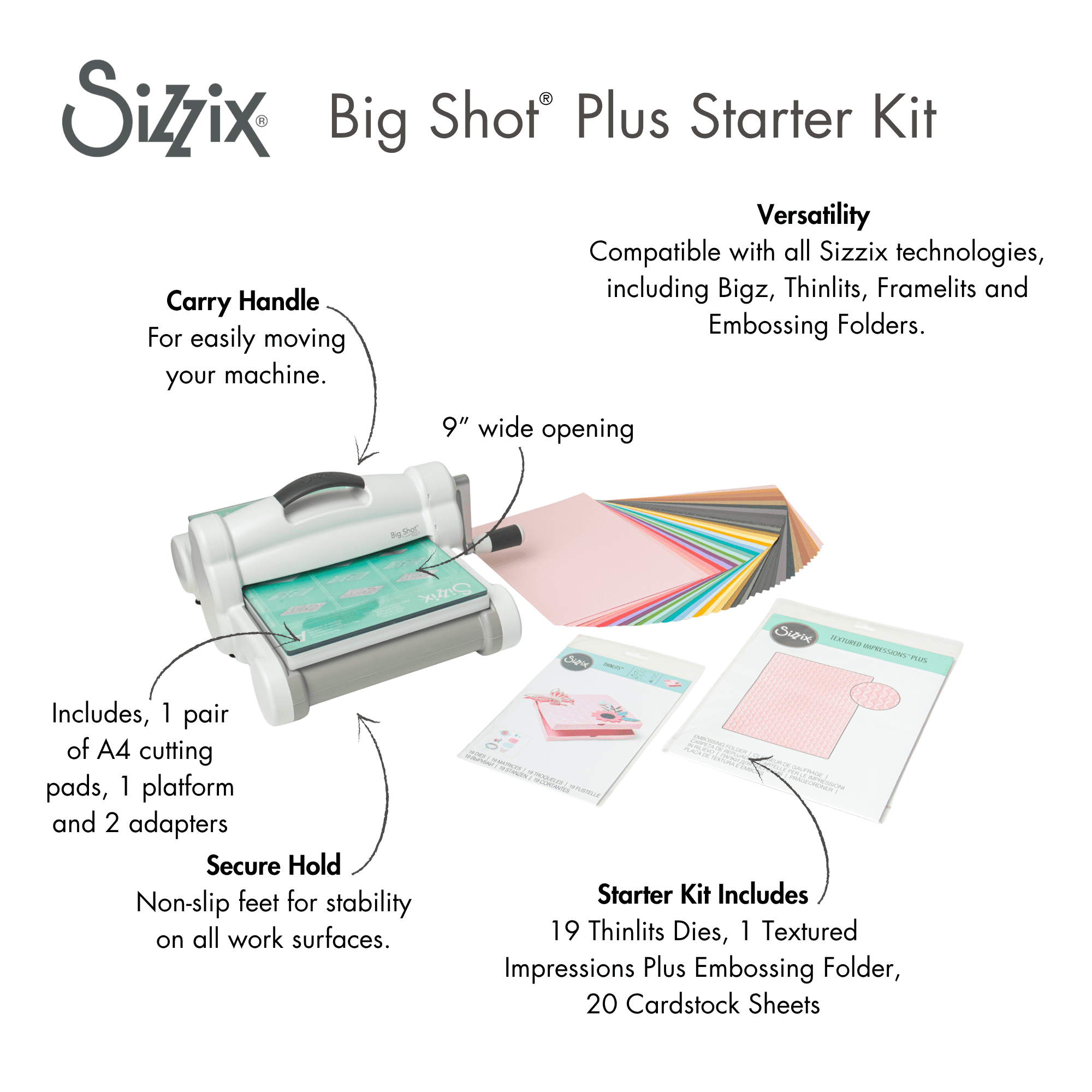 Sizzix Big Shot Plus Starter Kit - Machine, Cutting Tools, Texture