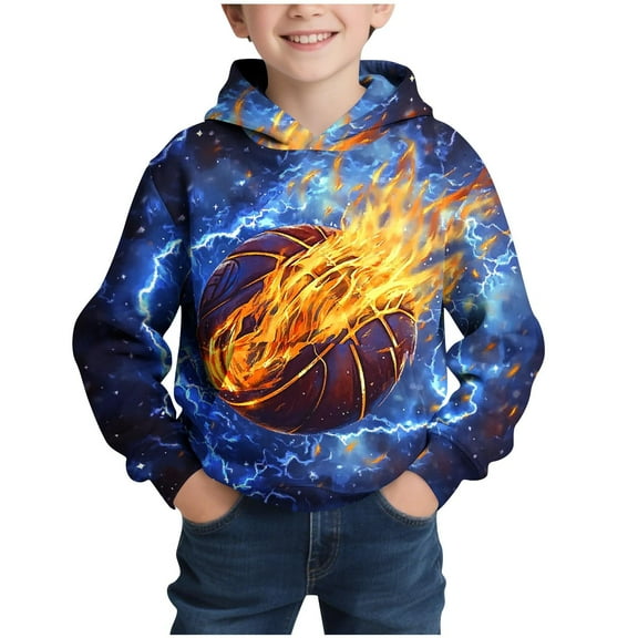 Cethrio Boys Graphic Hoodies, Pullover Long Sleeve Casual Fashion Sweatshirts for Boys Blue Size 10-12