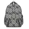 thumbnail image 3 of Geometric Flower and Sunburst Gray Backpack for School, Cute School Bag with Adjustable Shoulder Straps and Padded Back, 16.9"x12.6"x5.9", 3 of 5