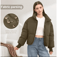 thumbnail image 6 of Women’s Winter Oversized Cropped Puffer Coton Jacket Coat Casual Quilted Baggy Long Sleeve Zip Down Jackets Outerwear, 6 of 6