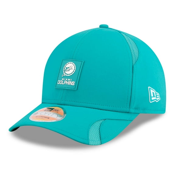 Men's New Era Aqua Miami Dolphins 2025 Sideline Throwback M-Crown 9FORTY Adjustable Hat