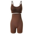 thumbnail image 5 of Women Seamless Yoga Set 2 Piece Workout Sport Bra Crop Top with High Waist Biker Shorts Legging Outfit Tracksuit, 5 of 5