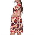 thumbnail image 2 of Disketp Skull rock record music heart para Vestido de Manga Corta para Mujeres, Vestidos de Verano para Mujeres, Casual y Holgado para la Playa, 2 of 6