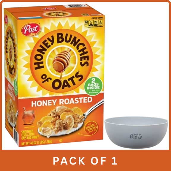 Honey Bunches of Oats Honey Roasted Cereal (48 oz)- With Olive White Bowl By OMA
