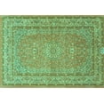 thumbnail image 1 of Ahgly Company Indoor Rectangle Medallion Turquoise Blue Traditional Area Rugs, 7' x 10', 1 of 4