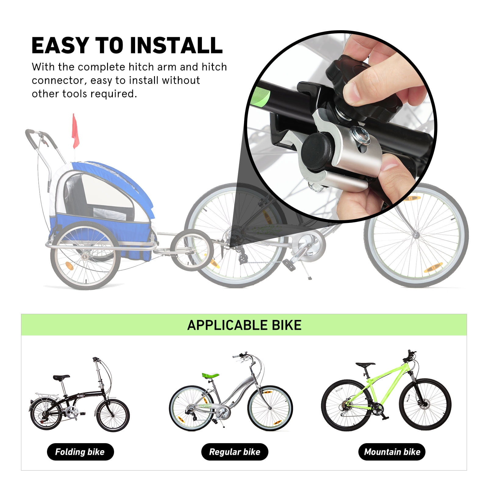 Bike Towing System Child Retractable, Bike Trailer Hitch with The Complete  Hitch Arm and Hitch Connector, Easy to Install, Compatible Universal
