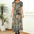 thumbnail image 2 of Robe Carte du Monde Vintage Carte Historique Robe Maxi Tendance Mode Rue Boho Plage Longues Robes Manches Courtes Surdimensionnée Vestido, 2 of 4
