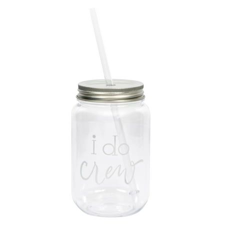 

Women s Plastic Mason Jar with Silver Lid and Writing 16 oz.