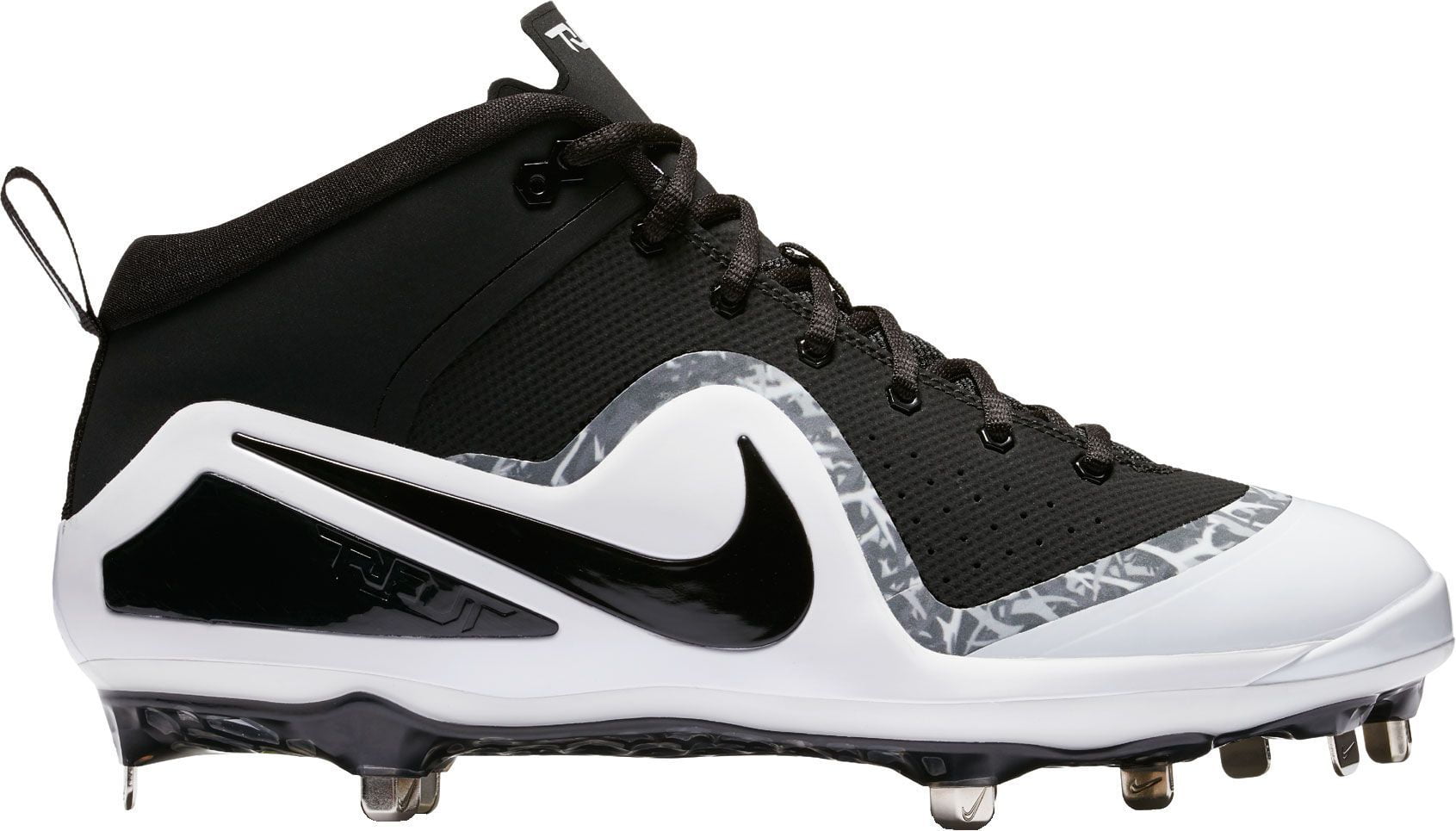 Nike Men's Force Zoom Trout 4 Mid Metal Baseball Cleats, Black/White