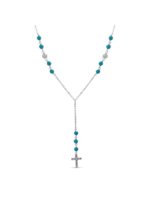 Gunmetal Arrow Necklace Turquoise Bead Chain Rosary Choker