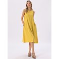 thumbnail image 5 of DARING DIVA Linen Sleeveless Dress Large Yellow, 5 of 8