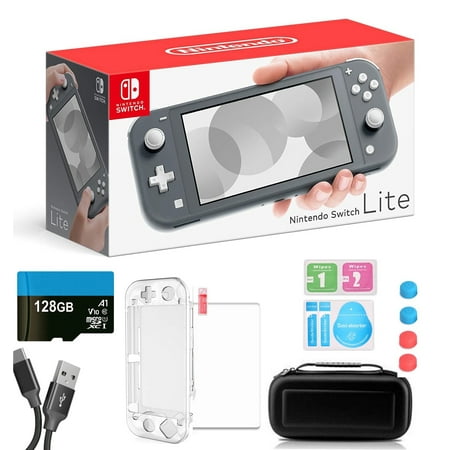 Nintendo Switch Lite Gray - 5.5" Touchscreen Display, Built-in Plus Control Pad, Built-in Speakers, 802.11ac WiFi, Bluetooth, w/9-in-1 Carrying Case + 128GB Card