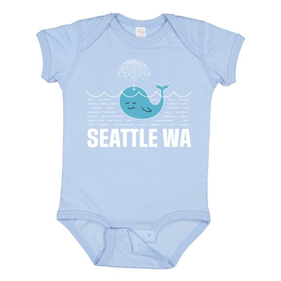 Inktastic Seattle Washington Cute Whale Travel Boys or Girls Baby Bodysuit