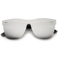 thumbnail image 1 of sunglassLA Unisex Futuristic Rimless Frame Mono Lens Horn Rimmed Shield Sunglasses (Black / Silver Mirror) - 71mm, 1 of 4