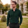 thumbnail image 6 of HISDERN Button Down Shirts for Mens Casual Forest Green Dress Shirts Regular Fit Long Sleeve Shirt, 6 of 13