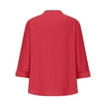 thumbnail image 7 of Womens Blouses Tops Trendy Stylish 3/4 Sleeve Pocket Detail Womens Clothes,Red,2XL, 7 of 7