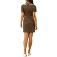 thumbnail image 3 of INSPIRE CHIC Women's Short Sleeve Contrast Collar Stretchy Casual Dress XS Brown-1, 3 of 7