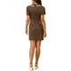 thumbnail image 3 of Vestido Casual de Manga Corta con Cuello Contrastante para Mujer Chic M Marrón-1, 3 of 7