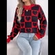thumbnail image 4 of Suéter de Cuello Alto para Mujer, Larga, Bloque, Corazón, Tejido, Otoño Invierno, Jersey de Punto Acanalado. Negro M, 4 of 10