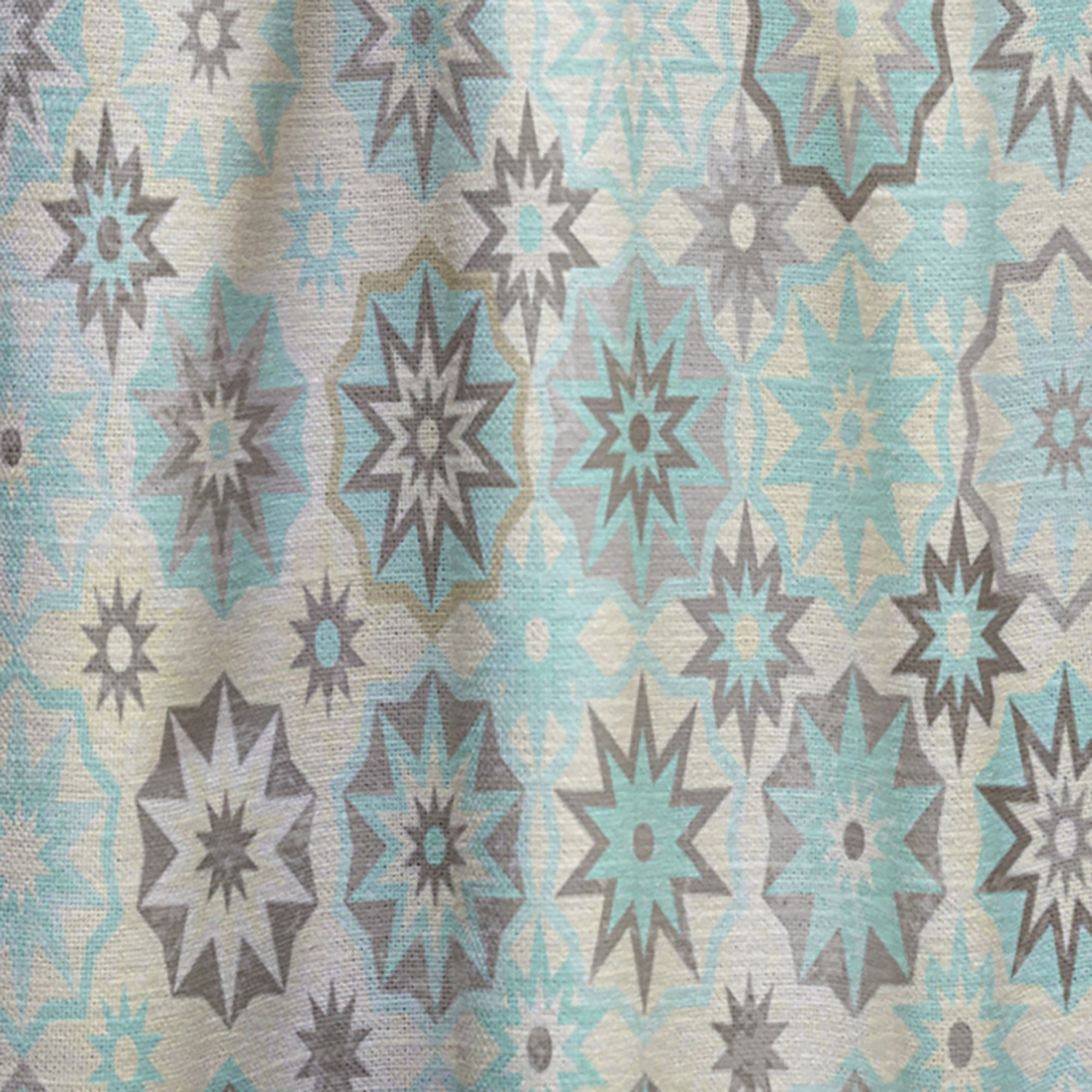 Designart 'Snowflakes Vintage In Yellow and Turquoise' Mid-Century Modern Curtain Panel